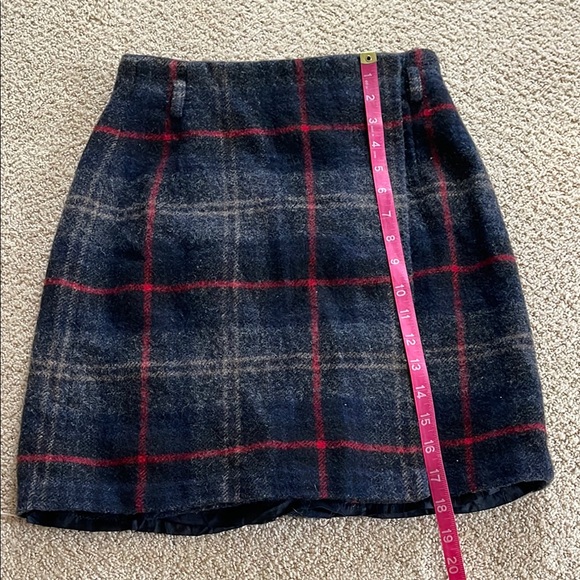 Plaid Wool Skirt - Navy and Red - Picture 6 of 7